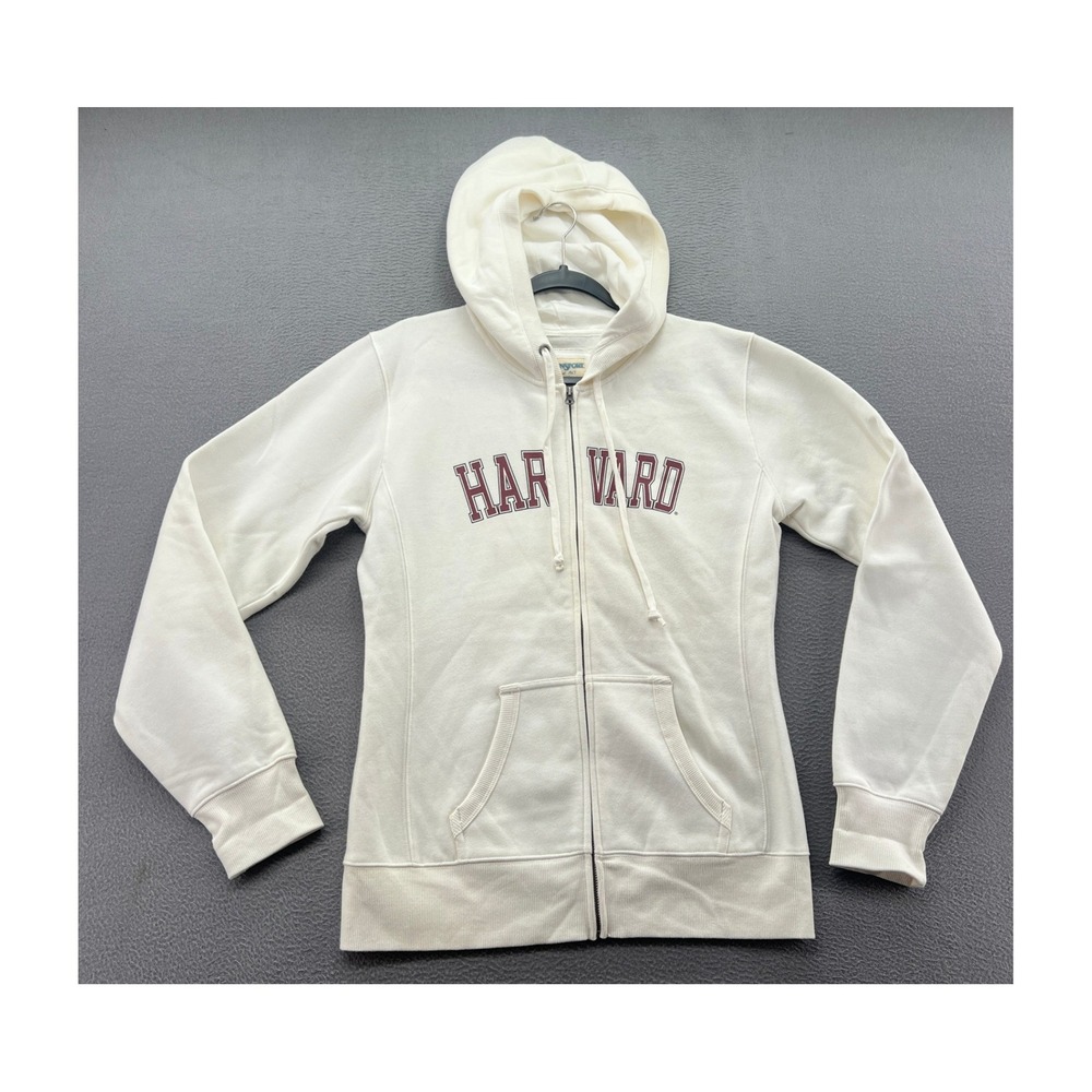 Jansport Harvard University Full Zip Hoodie Cream White XL Collegiate Sweatshirt
